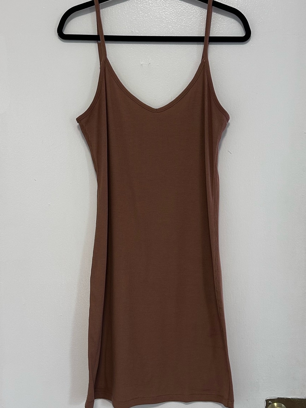 stars above Ribbed Spaghetti Strap Nightgown in Warm Brown